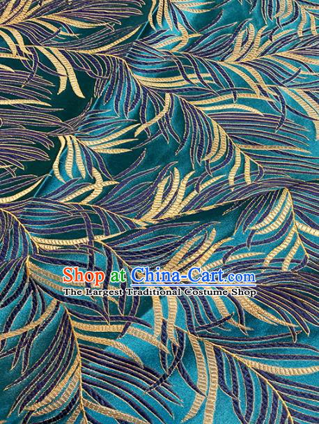 Chinese Classical Willow Pattern Design Blue Brocade Drapery Asian Traditional Cheongsam Silk Fabric Tang Suit Fabric Material