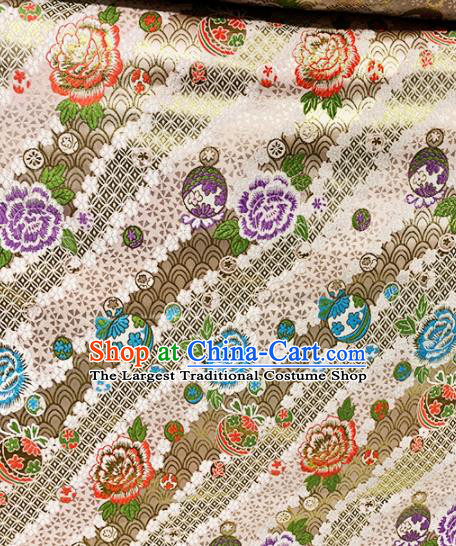 Chinese Classical Peony Pattern Design Golden Brocade Drapery Asian Traditional Tang Suit Silk Fabric Material