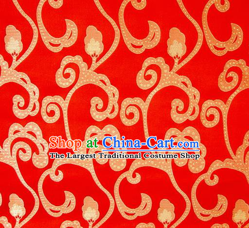 Chinese Classical Hook Chrysanthemum Pattern Design Red Brocade Asian Traditional Hanfu Silk Fabric Tang Suit Fabric Material
