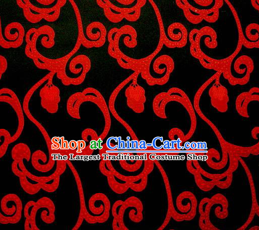 Chinese Classical Hook Chrysanthemum Pattern Design Black Brocade Asian Traditional Hanfu Silk Fabric Tang Suit Fabric Material