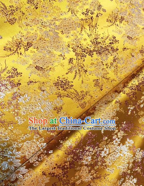 Japan Classical Pattern Design Golden Brocade Asian Japanese Traditional Kimono Silk Fabric Material