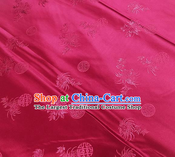 Traditional Chinese Classical Chrysanthemum Pattern Design Fabric Wine Red Brocade Tang Suit Satin Drapery Asian Silk Material