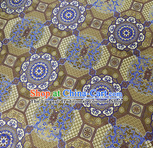 Traditional Chinese Classical Tibetan Pattern Design Fabric Brown Brocade Tang Suit Satin Drapery Asian Silk Material