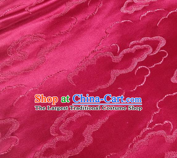 Traditional Chinese Classical Auspicious Clouds Pattern Design Fabric Wine Red Brocade Tang Suit Satin Drapery Asian Silk Material