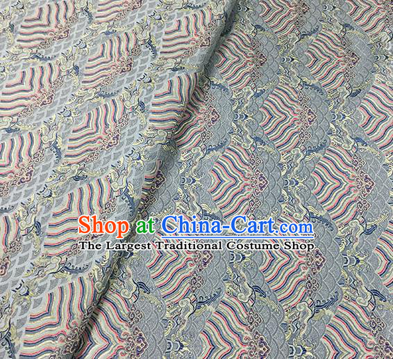 Traditional Chinese Classical Waves Pattern Design Fabric Grey Brocade Tang Suit Satin Drapery Asian Silk Material