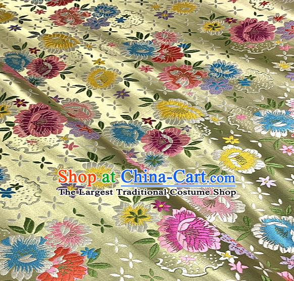 Chinese Traditional Golden Brocade Classical Peony Pattern Design Satin Drapery Asian Tang Suit Silk Fabric Material