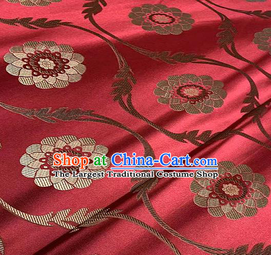 Chinese Traditional Lotus Pattern Design Purplish Red Brocade Classical Satin Drapery Asian Tang Suit Silk Fabric Material