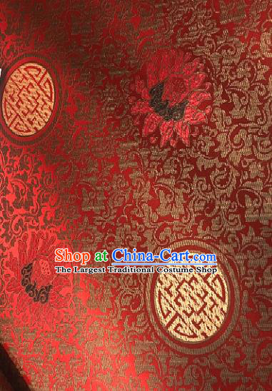Traditional Chinese Classical Pattern Design Red Brocade Satin Drapery Asian Tang Suit Silk Fabric Material