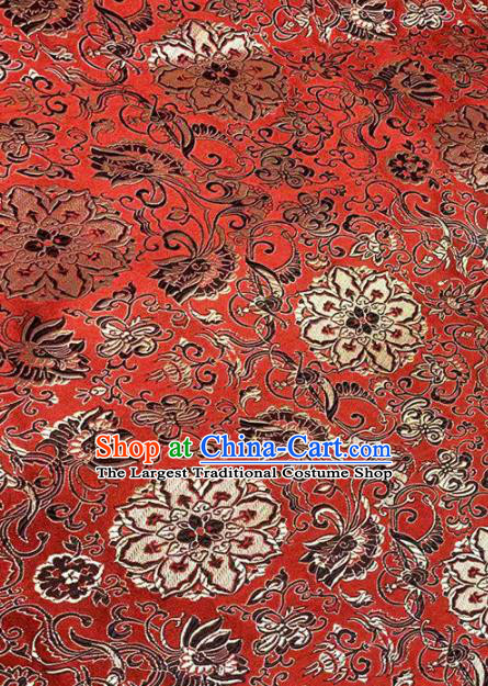 Purplish Red Brocade Traditional Chinese Classical Lotus Pattern Design Satin Drapery Asian Tang Suit Silk Fabric Material