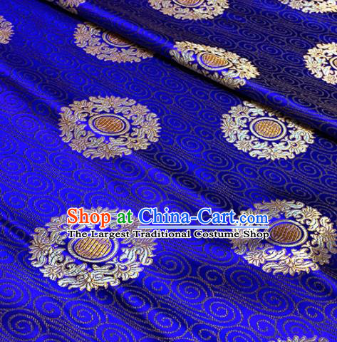 Traditional Chinese Tang Suit Fabric Royalblue Brocade Classical Royal Pattern Design Satin Drapery Asian Silk Material