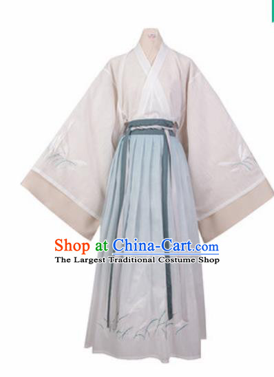 Traditional Chinese Jin Dynasty Embroidered Hanfu Dress Ancient Drama Imperial Consort Historical Costume for Women