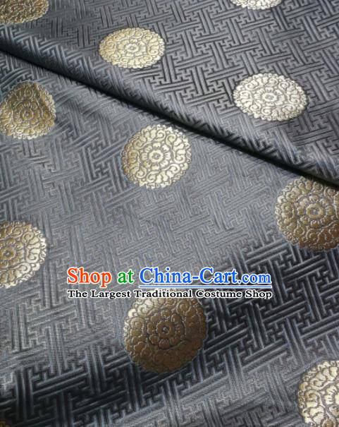 Asian Chinese Classical Longevity Pattern Design Grey Brocade Fabric Traditional Tang Suit Satin Drapery Silk Material