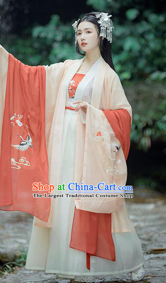 Traditional Chinese Ancient Embroidered Historical Costume Complete Set Tang Dynasty Court Princess Hanfu Dress for Women