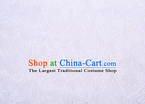 Asian Chinese Fabric White Satin Classical Loguat Pattern Design Brocade Traditional Drapery Silk Material
