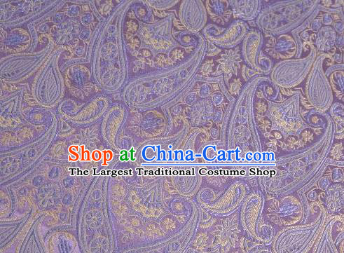 Asian Chinese Fabric Light Purple Satin Classical Loguat Pattern Design Brocade Traditional Drapery Silk Material