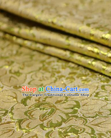 Asian Chinese Golden Satin Fabric Classical Pattern Design Brocade Traditional Drapery Silk Material