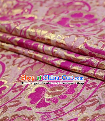 Asian Chinese Rosy Satin Fabric Classical Pattern Design Brocade Traditional Drapery Silk Material