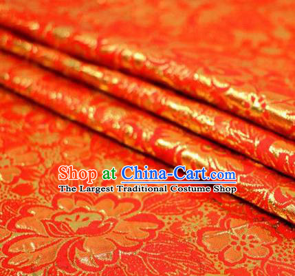 Asian Chinese Red Satin Fabric Classical Pattern Design Brocade Traditional Drapery Silk Material