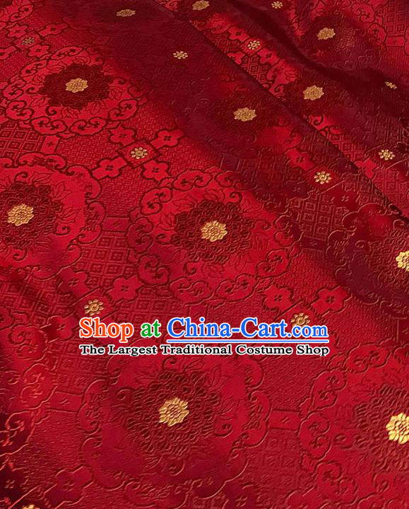 Chinese Tang Suit Purplish Red Brocade Classical Buddhism Lotus Pattern Design Satin Fabric Asian Traditional Drapery Silk Material