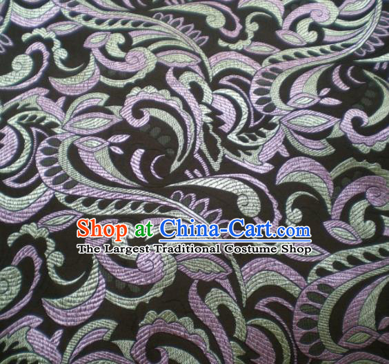 Chinese Classical Pattern Design Satin Fabric Tang Suit Black Brocade Asian Traditional Drapery Silk Material