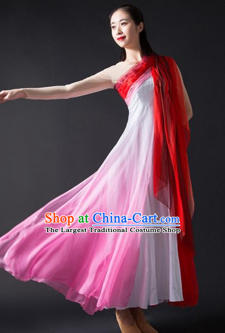 Chinese Modern Dance Pink Dress Opening Dance Stage Performance Costume for Women
