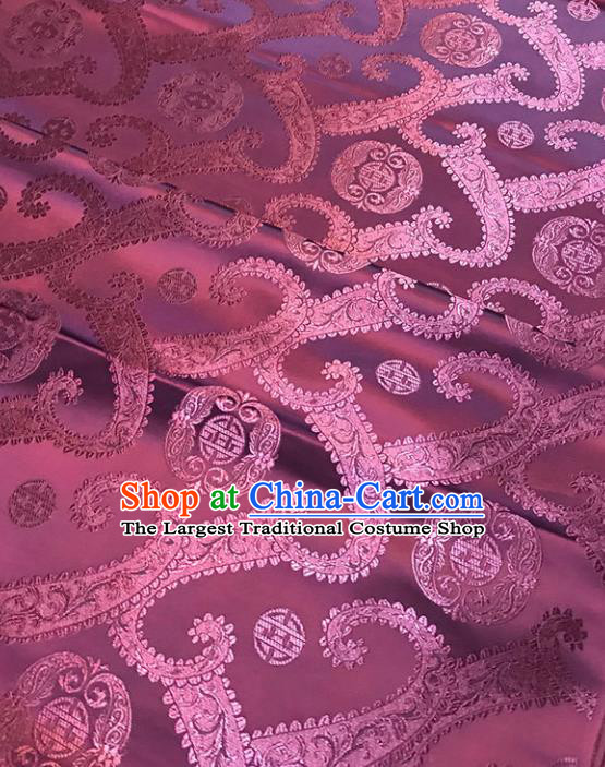 Chinese Tang Suit Purple Brocade Classical Twine Pattern Design Satin Fabric Asian Traditional Drapery Silk Material