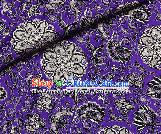 Chinese Classical Rosette Pattern Design Purple Satin Fabric Brocade Asian Traditional Drapery Silk Material