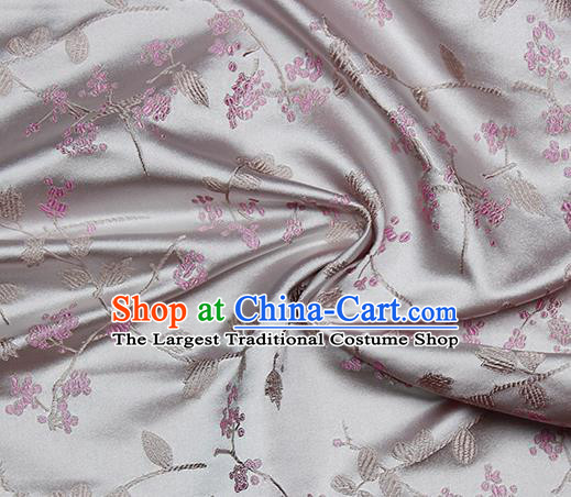 Chinese Classical Floral Pattern Design Grey Satin Fabric Brocade Asian Traditional Drapery Silk Material