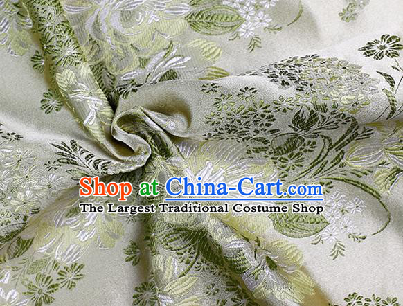 Chinese Classical Peony Pattern Design White Satin Fabric Brocade Asian Traditional Drapery Silk Material