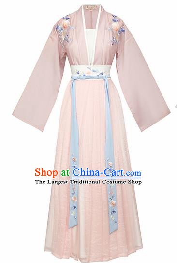 Asian Chinese Ancient Princess Embroidered Hanfu Dress Traditional Song Dynasty Court Historical Costume for Women