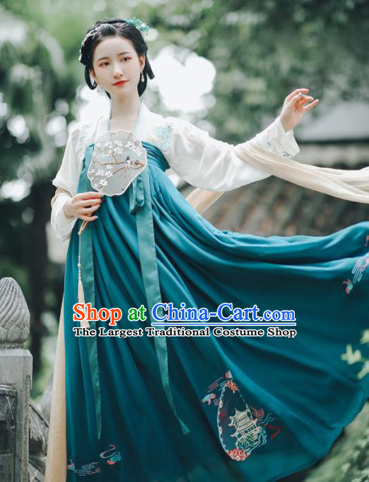 Asian Chinese Ancient Court Embroidered Hanfu Dress Traditional Tang Dynasty Royal Princess Historical Costume for Women