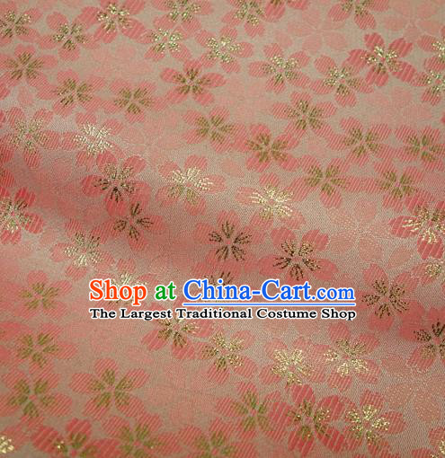 Japanese Traditional Kimono Classical Sakura Pattern Pink Brocade Damask Asian Japan Nishijin Satin Drapery Silk Fabric