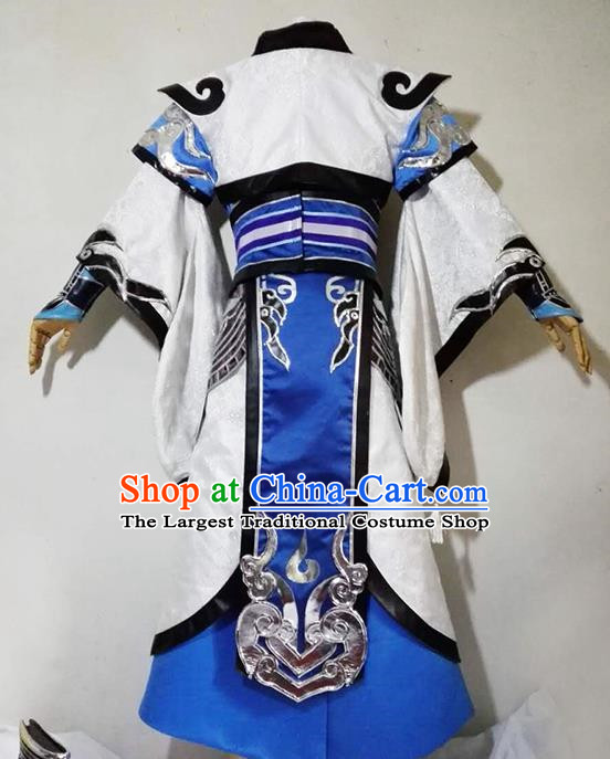 Chinese Traditional Cosplay Royal Highness Blue Costume Ancient Swordsman Hanfu Clothing for Men