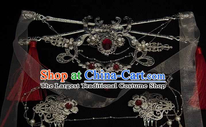 Chinese Traditional Hanfu Hair Crown Hairpins Ancient Princess Hair Accessories Complete Set for Women