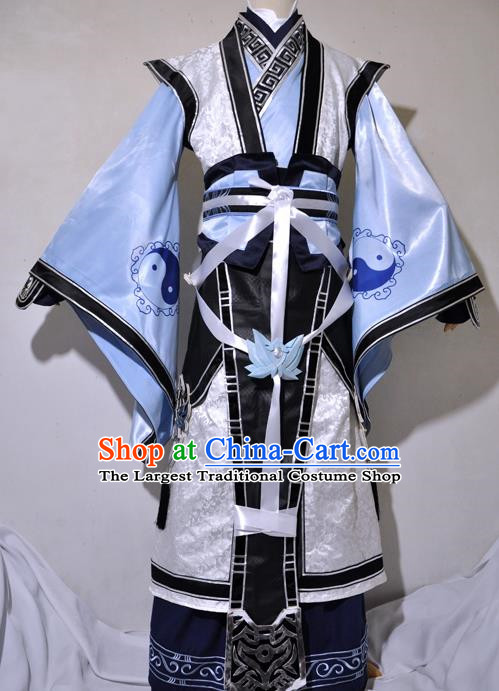 Chinese Traditional Cosplay Taoist Priest Young Knight Costume Ancient Swordsman Hanfu Clothing for Men