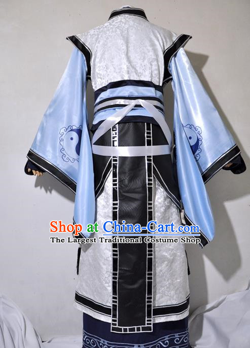 Chinese Traditional Cosplay Taoist Priest Young Knight Costume Ancient Swordsman Hanfu Clothing for Men