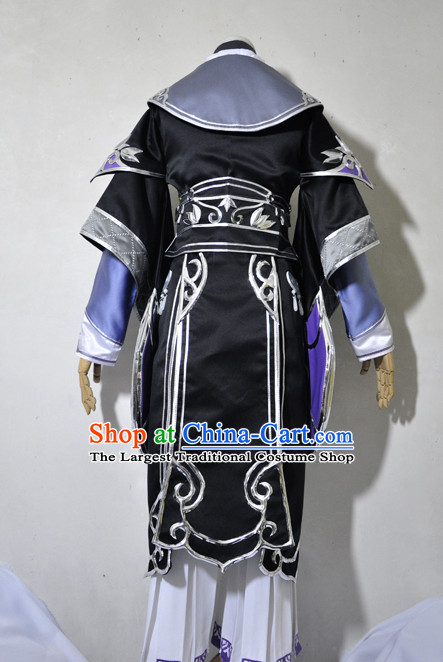 Chinese Traditional Cosplay Crown Prince Black Costume Ancient Swordsman Hanfu Clothing for Men