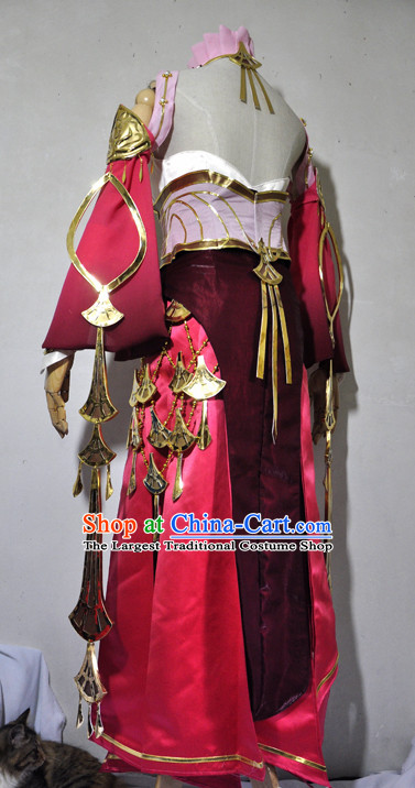 Chinese Traditional Cosplay Princess Knight Rosy Costume Ancient Fairy Swordsman Dress for Women
