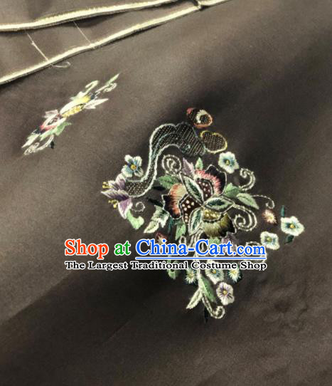 Traditional Chinese Embroidered Black Silk Fabric Classical Pattern Design Brocade Fabric Asian Satin Material