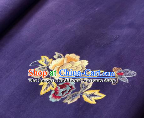Traditional Chinese Embroidered Peony Purple Silk Fabric Classical Pattern Design Brocade Fabric Asian Satin Material
