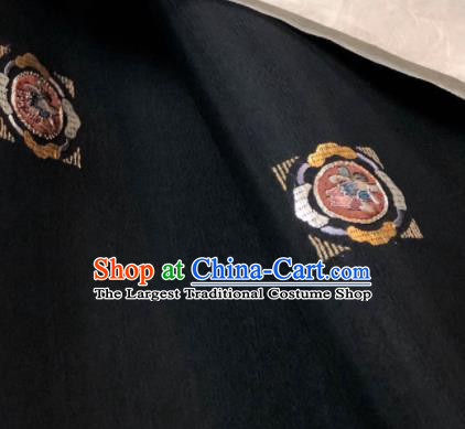 Traditional Chinese Embroidered Pomegranate Black Silk Fabric Classical Pattern Design Brocade Fabric Asian Satin Material