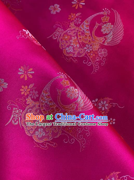 Traditional Chinese Rosy Satin Classical Pattern Design Brocade Fabric Asian Silk Fabric Material