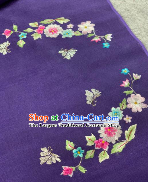 Traditional Chinese Purple Satin Classical Embroidered Flowers Pattern Design Brocade Fabric Asian Silk Fabric Material