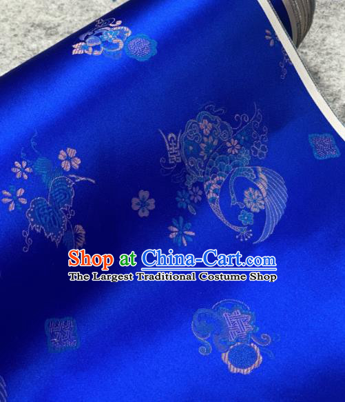 Traditional Chinese Royalblue Satin Classical Pattern Design Brocade Fabric Asian Silk Fabric Material