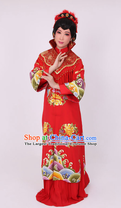 Chinese Traditional Peking Opera Wedding Costume Ancient Bride Red Dress for Women