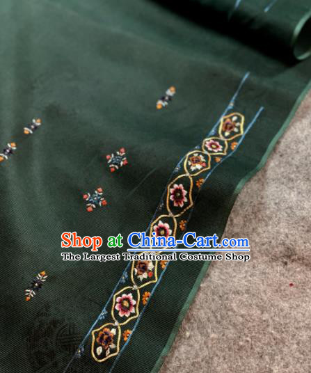 Traditional Chinese Satin Classical Embroidered Pattern Design Atrovirens Brocade Fabric Asian Silk Fabric Material