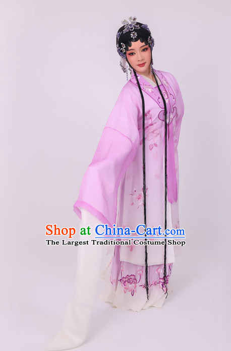 Chinese Traditional Peking Opera Diva Costume Ancient Princess Lilac Dress for Women