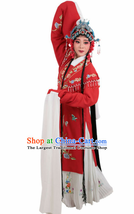 Chinese Traditional Peking Opera Actress Red Dress Ancient Imperial Consort Embroidered Costume for Women