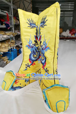 Chinese Traditional Beijing Opera Niche Embroidered Boots Ancient Emperor Shoes for Adults