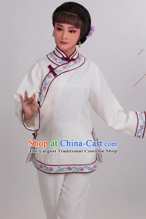 Chinese Traditional Peking Opera Actress White Clothing Ancient Young Mistress Embroidered Costume for Women